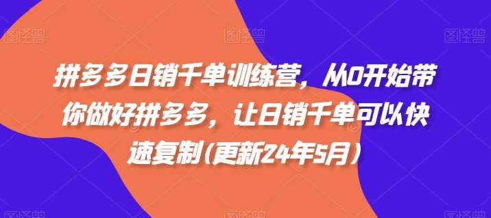 拼多多日销千单训练营，从0开始带你做好拼多多，让日销千单可以快速复制(更新25年5月)-三石资源库
