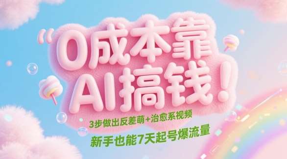 0成本靠AI搞钱！3步做出反差萌+治愈系视频，新手也能7天起号爆流量-三石资源库