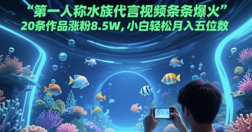 第一人称水族代言视频条条爆火，20条作品涨粉8.5W，小白轻松月入五位数-三石资源库