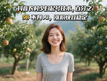 抖音农村少妇起号技术，百分之98不判AI，涨粉快且稳定-三石淘金网