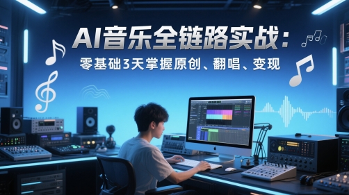 AI音乐全链路实战变现课：零基础3天掌握原创、翻唱、变现-三石资源库