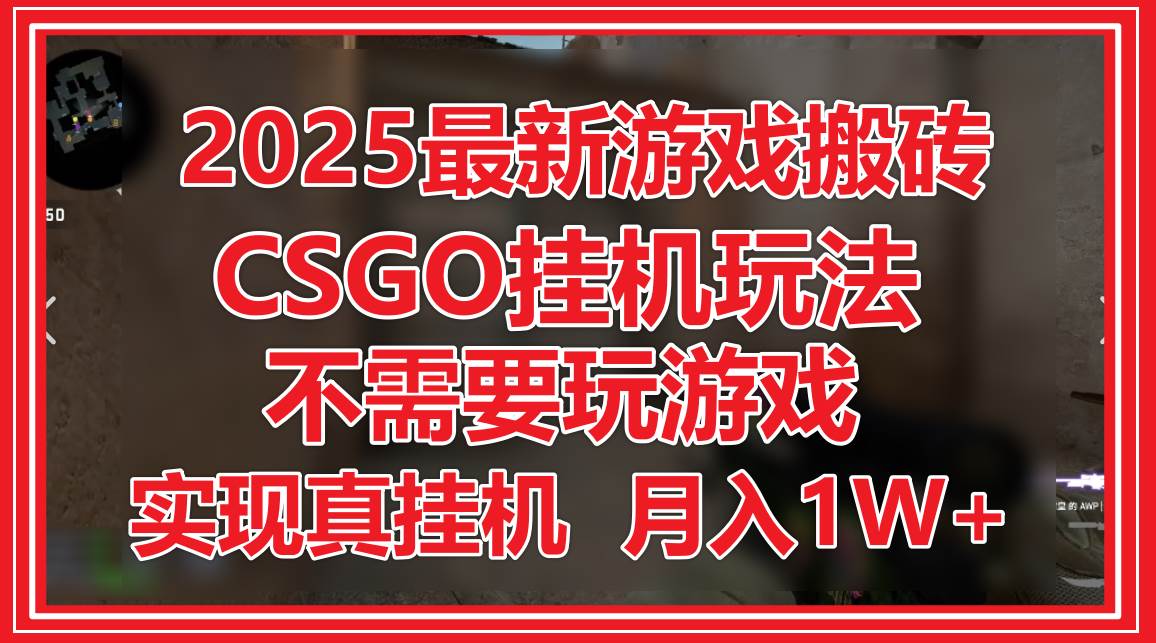 2025最新游戏搬砖，CSGO挂机，不需要玩游戏，实现真挂机，月入1W+-三石淘金网