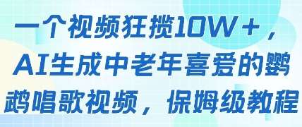 一个视频狂揽10W+点赞，AI生成中老年喜爱的鹦鹉唱歌视频，保姆级教程，轻松挣取创作者分成-三石淘金网