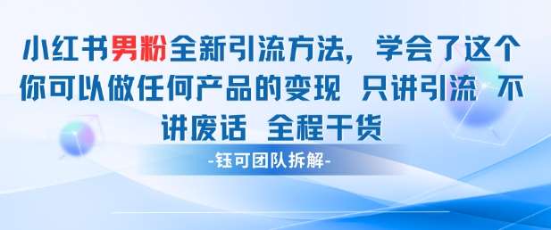 小红书男粉引流 学会了这个变现很容易，不讲废话全程针对男人的打法 全程干货-三石淘金网