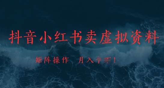 抖音小红书卖虚拟资料，市场需求一直存在，矩阵操作，月入1w+-三石淘金网