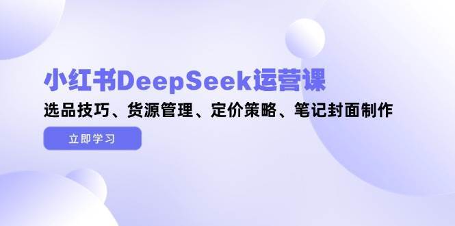 小红书DeepSeek运营课，选品技巧、货源管理、定价策略、笔记封面制作-三石淘金网
