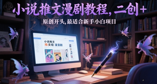 小说推文漫剧教程，二创+原创开头，最适合新手小白项目-三石资源库