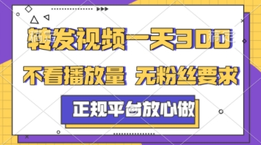 转发视频一天3张+，正规平台放心做，不看播放量，不看粉丝量，一个任务几分钟完成【揭秘】-三石资源库