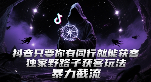 抖音只要你有同行就能获客，独家野路子获客玩法，暴力截流【揭秘】-三石资源库