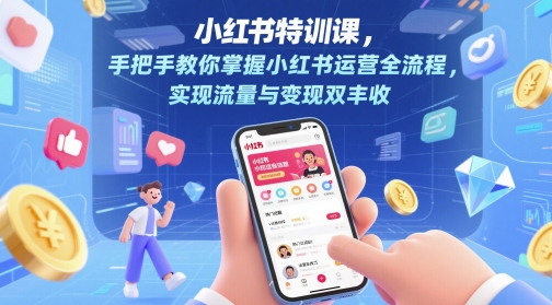 小红书特训课，手把手教你掌握小红书运营全流程，实现流量与变现双丰收-三石资源库