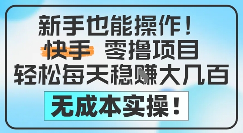 新手也能操作，快手零撸挣米，轻松每天挣2-5张，完全无成本-三石资源库