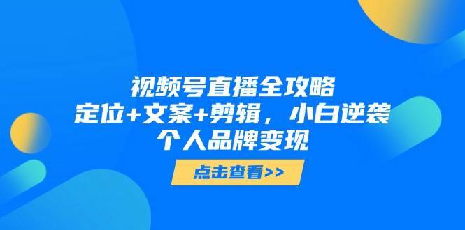 视频号直播全攻略，定位+文案+剪辑，小白逆袭个人品牌变现-三石资源库