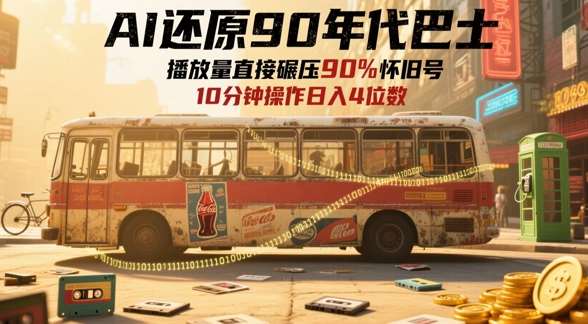 AI还原90年代巴士，一帧就让70后泪崩，播放量直接碾压90%怀旧号，每天操作十分钟，日入四位数-三石资源库
