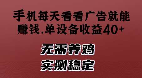 手机每天看看广告就能挣钱，单设备收益40+，无需养鸡，实测稳定【揭秘】-三石淘金网