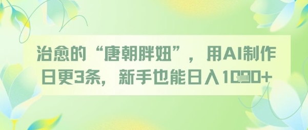 治愈的“唐朝胖妞”，用AI制作日更3条，新手也能日入多张-三石资源库