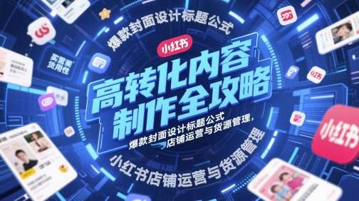 高转化内容制作全攻略，爆款封面设计标题公式，小红书店铺运营与货源管理-三石资源库