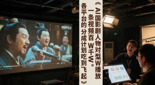 AI三国影视剧人物对口型唱歌玩法，一条视频百W千W播放，各平台的分成计划吃到飞起-三石资源库