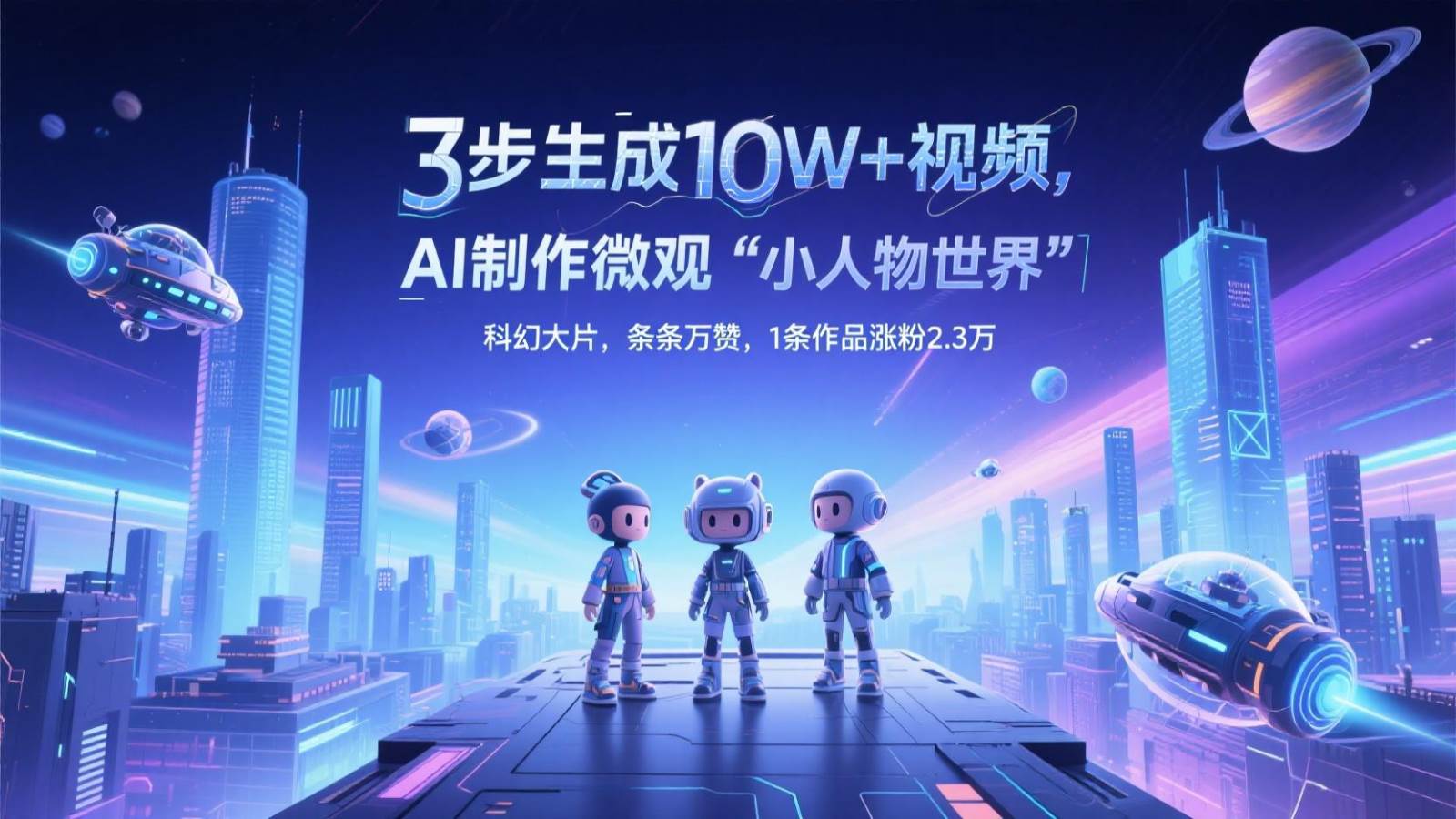 三步生成10W+视频，AI制作微观“小人物世界”科幻大片，条条万赞，1条作品涨粉2.3万-三石淘金网