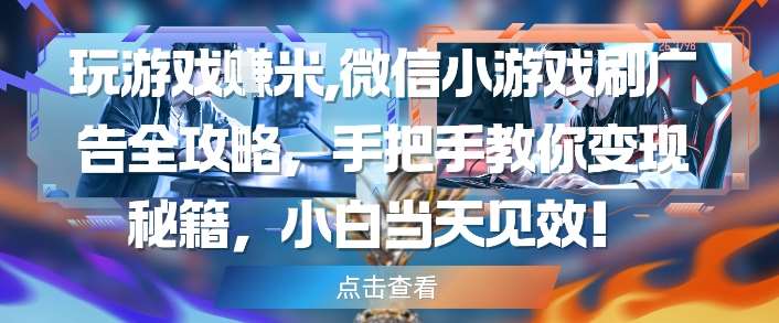 玩游戏挣米，微信小游戏刷广告全攻略，手把手教你变现秘籍，小白当天见效-三石资源库