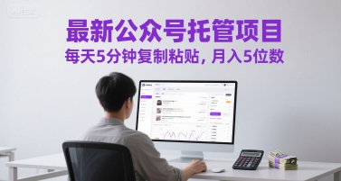 最新公众号托管项目，每天5分钟复制粘贴，月入5位数【揭秘】-三石资源库