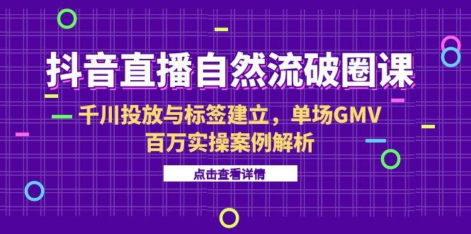 （15136期）抖音直播自然流破圈课-6月，千川投放与标签建立，单场GMV百万实操案例解析-三石资源库