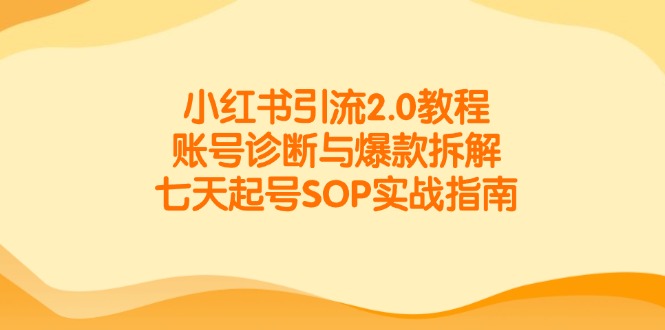 （14981期）小红书引流2.0教程，账号诊断与爆款拆解，七天起号SOP实战指南-三石资源库