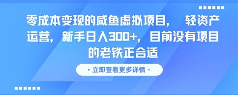 零成本变现的咸鱼虚拟项目， 轻资产运营，新手日入3张+，目前没有项目的老铁正合适-三石资源库