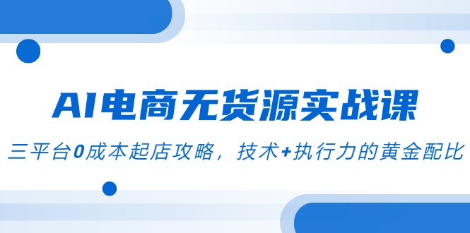 （14982期）AI电商无货源实战课，三平台0成本起店攻略，技术+执行力的黄金配比-三石资源库