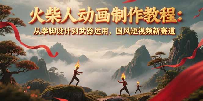 （15171期）火柴人动画制作教程：从拳脚设计到武器运用，国风短视频新赛道-三石资源库