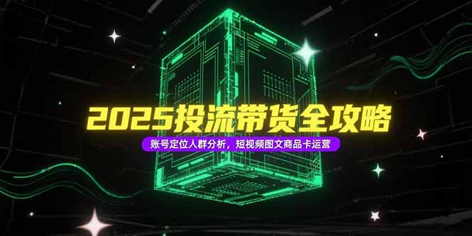 （15233期）2025投流带货全攻略，账号定位人群分析，短视频图文商品卡运营-三石资源库