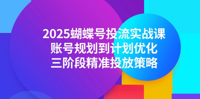 （14987期）2025蝴蝶号投流实战课，账号规划到计划优化，三阶段精准投放策略-三石资源库