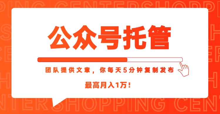 （15109期）【公众号托管 】我提供文章，你每天５分钟复制发布，最高月入1W-三石资源库