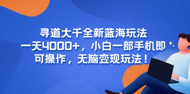 （15050期）寻道大千全新蓝海玩法，一天4000+，小白一部手机即可操作，无脑变现玩法！-三石资源库