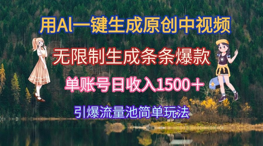（15210期）用Al一键生成原创中视频，无限制生成条条爆款，单账号日收入1500＋引爆…-三石资源库