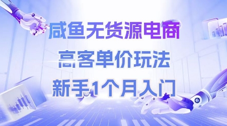 咸鱼无货源电商，高客单价玩法，新手1个月入门-三石资源库
