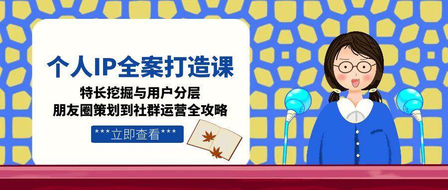 个人IP全案打造课，特长挖掘与用户分层，朋友圈策划到社群运营全攻略-三石资源库