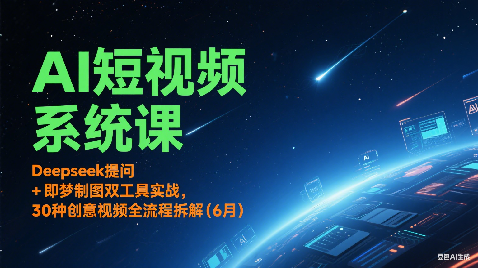 AI短视频系统课：Deepseek提问 + 即梦制图双工具实战，30种创意视频全流程拆解(6月)-三石资源库