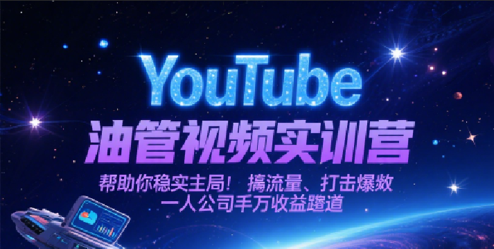YouTube油管视频实训营，帮助你稳入局、搞流量、打爆款，一人公司千万收益赛道-三石资源库