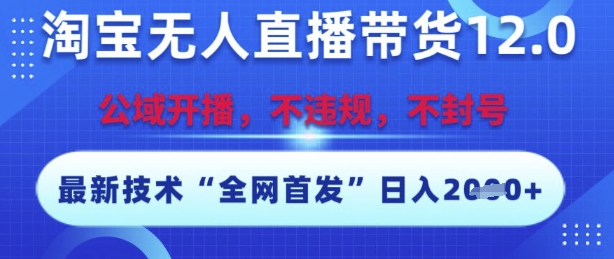 淘宝无人直播带货12.0，最新技术，不封号，不违规，操作简单，开播爆单，日入多张【揭秘】-三石资源库