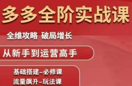 拼多多全阶实战课程，全维攻略，破局增长，从新手到运营高手-三石资源库