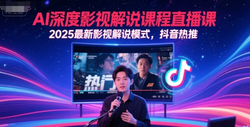AI深度影视解说课程直播课，2025最新影视解说模式，抖音热推-三石资源库