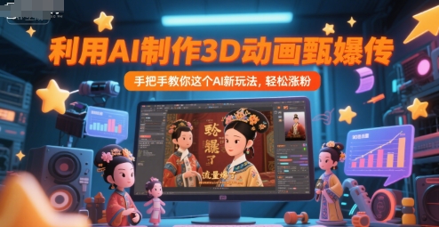 利用AI制作3D动画甄嬛传，流量爆了，手把手教你这个AI新玩法，轻松涨粉-三石资源库