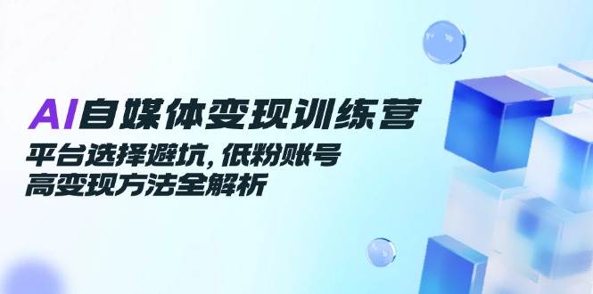 AI自媒体变现训练营，平台选择避坑，低粉账号高变现方法全解析-三石资源库