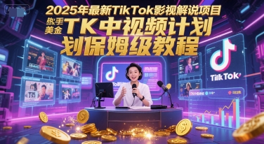 2025年最新TikTok影视解说项目，新手也能挣美金，TK中视频计划保姆级教程-三石资源库