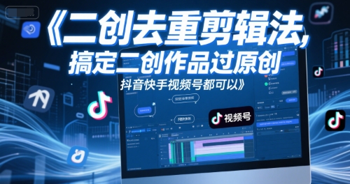 短视频二创去重剪辑法，搞定二创作品过原创，抖音快手视频号都可以-三石资源库