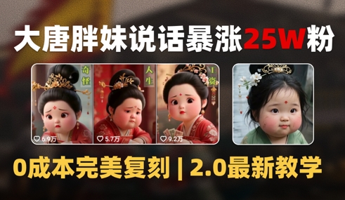 AI大唐胖贵妃说话2.0，40条视频暴涨40w粉，附独家变现攻略-三石资源库
