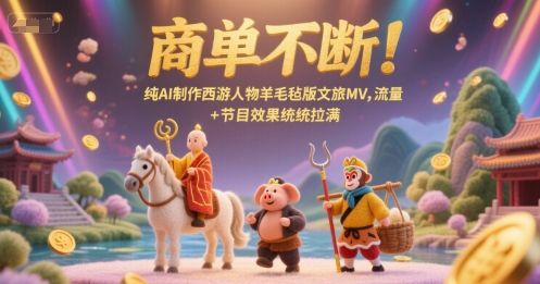 商单不断！纯AI制作西游人物羊毛毡版文旅MV，流量+节目效果统统拉满-三石资源库