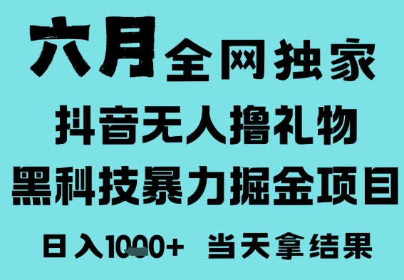 25年6月高爆抖音无人直播最新撸音浪掘金项目，门槛低小白可做，无脑日入1k，可矩阵放大【揭秘】-三石资源库