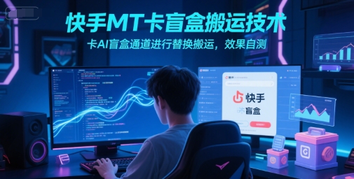 快手MT卡盲盒搬运技术，卡AI盲盒通道进行替换搬运，效果自测-三石资源库