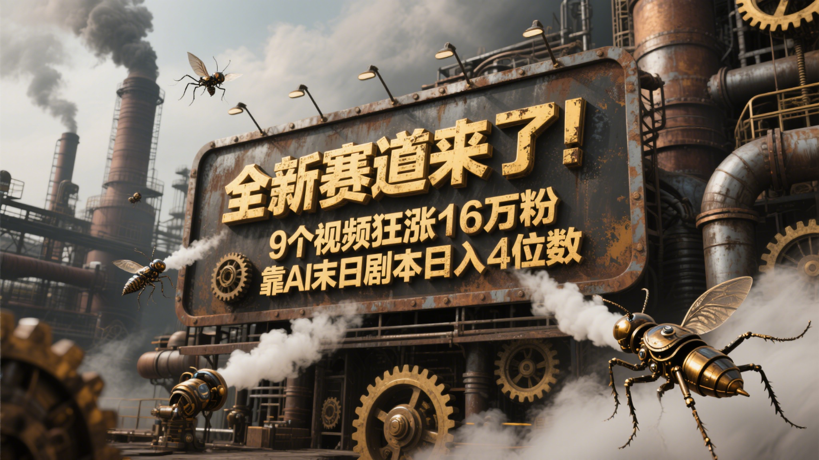 全新赛道来了！9个视频狂涨16万粉，靠AI末日剧本日入4位数，评论区爆肝追更！-三石资源库